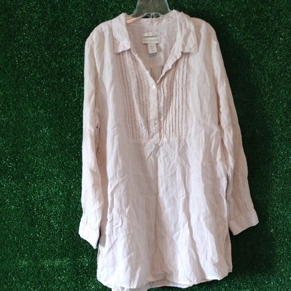 Cynthia Rowley Yellow Striped 100% Linen Top - Picture 1 of 4